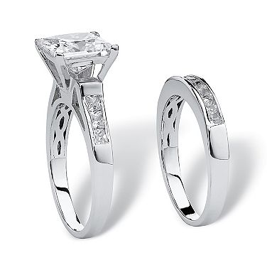 3.81 TCW CZ 2-Piece Bridal Set in Platinum-Plated
