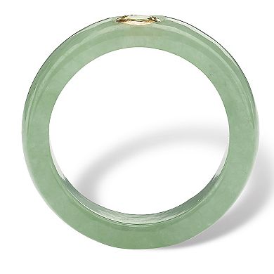 .26 TCW Round Genuine Peridot and Green Jade Ring in 10k Gold