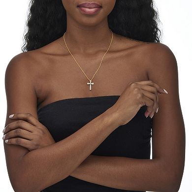 Diamond Accent 18k Gold-Plated Cross Pendant Necklace 18"