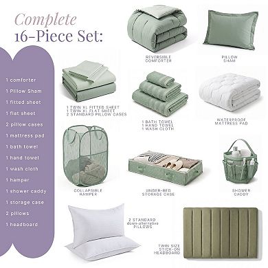 Hearth & Harbor Complete Dorm Room Set, All Dorm Accessories Included