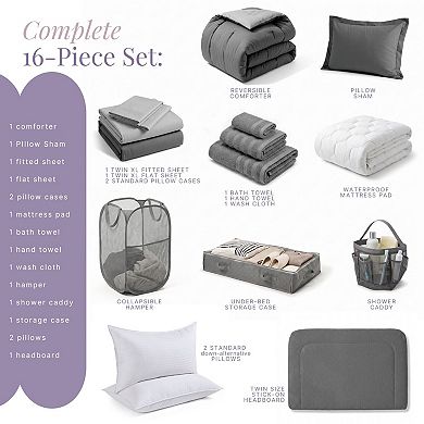 Hearth & Harbor Complete Dorm Room Set, All Dorm Accessories Included