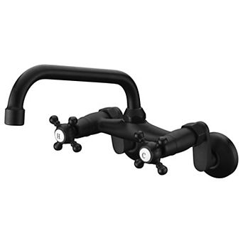 SUMERAIN Traditional Wall Mount Kitchen Faucet, 2 Cross Handles, 3" to 9" Adjustable Spread
