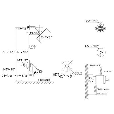 SUMERAIN Shower Faucet, Single Handle Solid Brass Rough-in Valve with Shower Arm and Showerhead