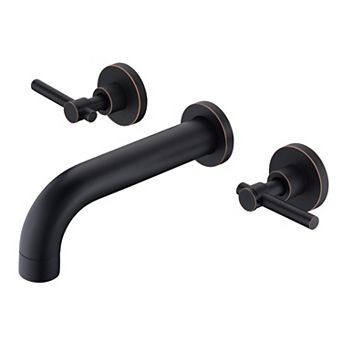 SUMERAIN 3 Hole Lefthand Wall Mount Tub Faucet with Rough in Valve, Solid Brass