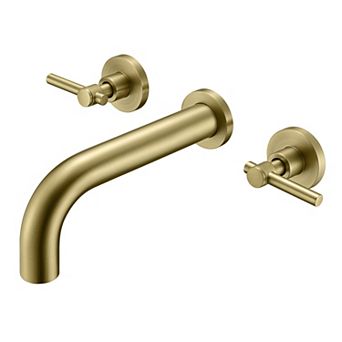 SUMERAIN 3 Hole Lefthand Wall Mount Tub Faucet with Rough in Valve, Solid Brass