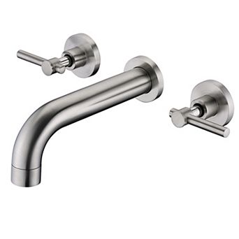 SUMERAIN 3 Hole Lefthand Wall Mount Tub Faucet with Rough in Valve, Solid Brass