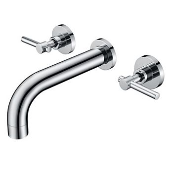 SUMERAIN 3 Hole Lefthand Wall Mount Tub Faucet with Rough in Valve, Solid Brass