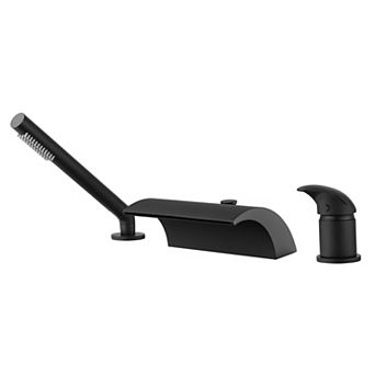 SUMERAIN 3 Hole Waterfall Roman Tub Faucet with Hand Shower and Diverter, High Flow Waterfall Spout