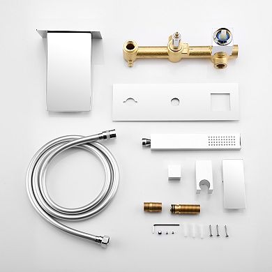 SUMERAIN Wall-Mount Waterfall Bathtub Faucet with Handheld Shower, Rough-in Valve, High Flow