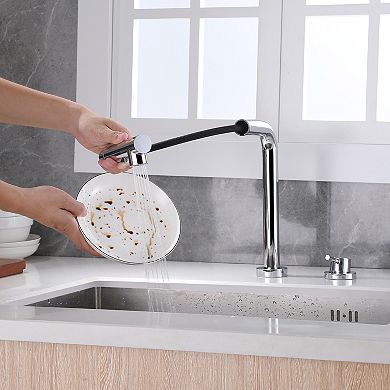 SUMERAIN Pull-Out Kitchen Faucet with Adjustable Spout, 360° Swivel Pull-Down Faucet with 2 Modes