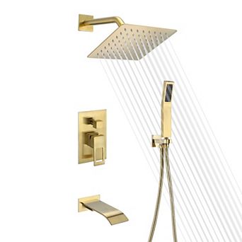 SUMERAIN Shower System with Waterfall Tub Spout and Handshower, Anti-Scalding Pressure Balance Valve