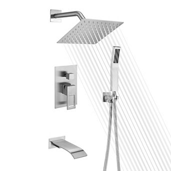 SUMERAIN Shower System with Waterfall Tub Spout and Handshower, Anti-Scalding Pressure Balance Valve