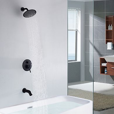 SUMERAIN Shower System, High Flow Waterfall Tub Spout and High Pressure Rain Shower, 8" Shower Head