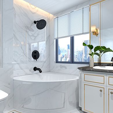 SUMERAIN Shower System, High Flow Waterfall Tub Spout and High Pressure Rain Shower, 8" Shower Head