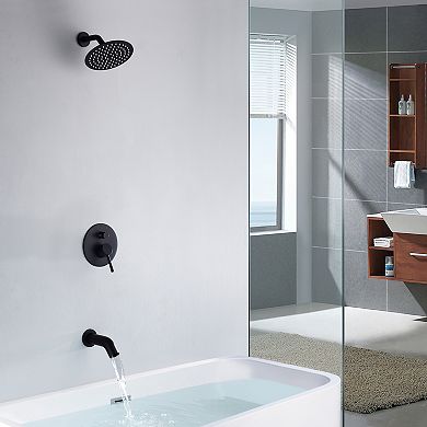 SUMERAIN Shower System, High Flow Waterfall Tub Spout and High Pressure Rain Shower, 8" Shower Head