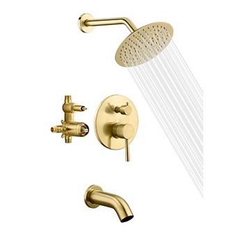 SUMERAIN Shower System, High Flow Waterfall Tub Spout and High Pressure Rain Shower, 8" Shower Head
