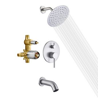 SUMERAIN Shower System, High Flow Waterfall Tub Spout and High Pressure Rain Shower, 8" Shower Head