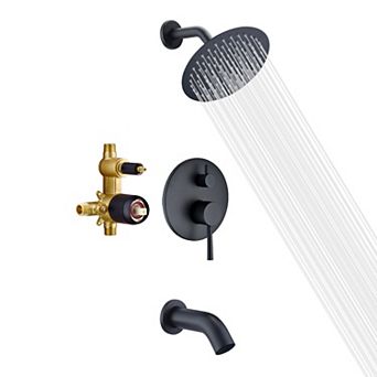 SUMERAIN Shower System, High Flow Waterfall Tub Spout and High Pressure Rain Shower, 8" Shower Head