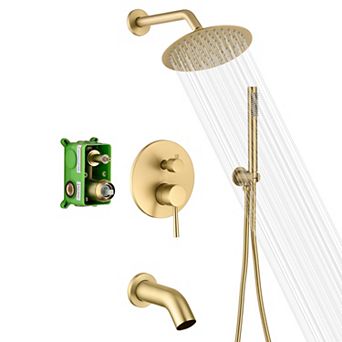 SUMERAIN Shower System with Tub Spout and Handheld Shower, 8 in Shower Head and Rough in Valve