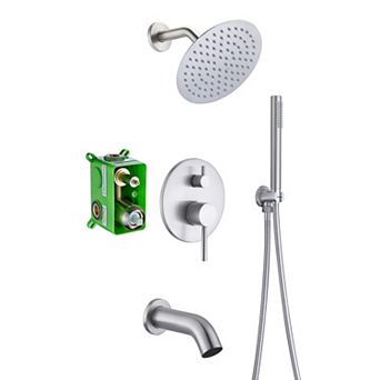 SUMERAIN Shower System with Tub Spout and Handheld Shower, 8 in Shower Head and Rough in Valve