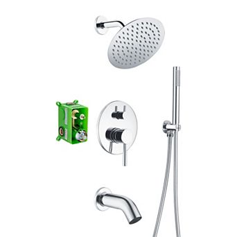 SUMERAIN Shower System with Tub Spout and Handheld Shower, 8 in Shower Head and Rough in Valve