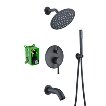 SUMERAIN Shower System with Tub Spout and Handheld Shower, 8 in Shower Head and Rough in Valve