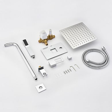 SUMERAIN Pressure Balance Shower System, 8 Inches Square Rain Showerhead & Handshower,Rough-In Valve