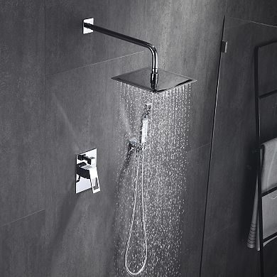 SUMERAIN Pressure Balance Shower System, 8 Inches Square Rain Showerhead & Handshower,Rough-In Valve
