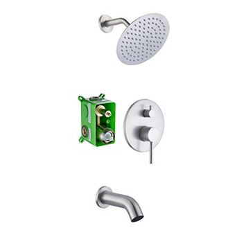 SUMERAIN Shower System, High Flow Waterfall Tub Spout and High Pressure Rain Shower, 8" Shower Head