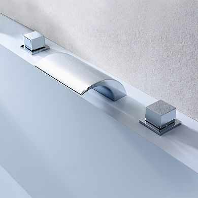 SUMERAIN Waterfall Roman Bathtub Faucet, Deck Mount High Flow Rate, Include Valve and Trim Set