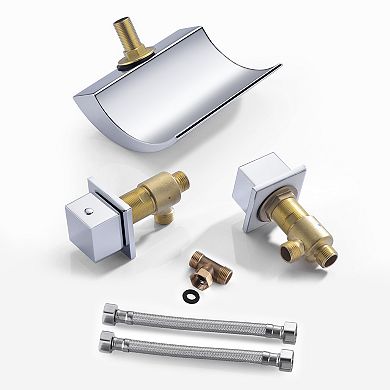 SUMERAIN Waterfall Roman Bathtub Faucet, Deck Mount High Flow Rate, Include Valve and Trim Set
