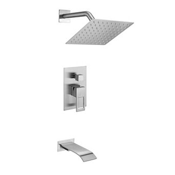 SUMERAIN Wall Mount Tub and Shower Faucet Set,Anti-Scalding Pressure Balance Valve 8 Inch Showerhead