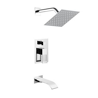 SUMERAIN Wall Mount Tub and Shower Faucet Set,Anti-Scalding Pressure Balance Valve 8 Inch Showerhead