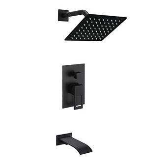 SUMERAIN Wall Mount Tub and Shower Faucet Set,Anti-Scalding Pressure Balance Valve 8 Inch Showerhead