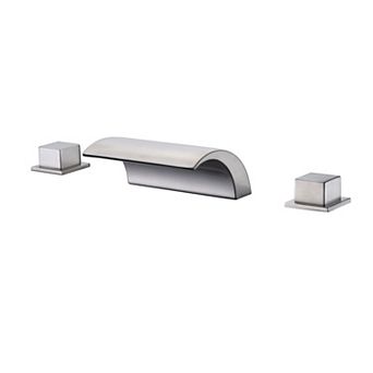 SUMERAIN Waterfall Roman Bathtub Faucet, Deck Mount High Flow Rate, Include Valve and Trim Set
