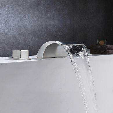 SUMERAIN Waterfall Roman Bathtub Faucet, Deck Mount High Flow Rate, Include Valve and Trim Set