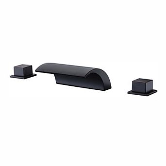 SUMERAIN Waterfall Roman Bathtub Faucet, Deck Mount High Flow Rate, Include Valve and Trim Set