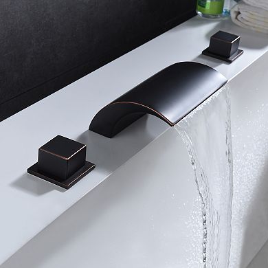 SUMERAIN Waterfall Roman Bathtub Faucet, Deck Mount High Flow Rate, Include Valve and Trim Set