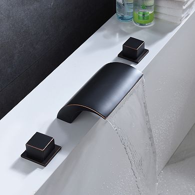 SUMERAIN Waterfall Roman Bathtub Faucet, Deck Mount High Flow Rate, Include Valve and Trim Set