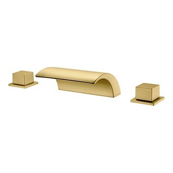 SUMERAIN Waterfall Roman Bathtub Faucet, Deck Mount High Flow Rate, Include Valve and Trim Set