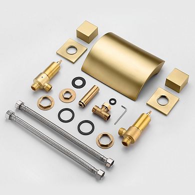 SUMERAIN Waterfall Roman Bathtub Faucet, Deck Mount High Flow Rate, Include Valve and Trim Set