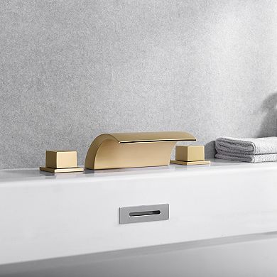 SUMERAIN Waterfall Roman Bathtub Faucet, Deck Mount High Flow Rate, Include Valve and Trim Set