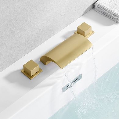 SUMERAIN Waterfall Roman Bathtub Faucet, Deck Mount High Flow Rate, Include Valve and Trim Set