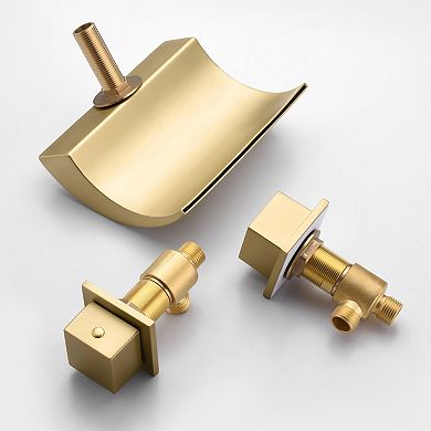 SUMERAIN Waterfall Roman Bathtub Faucet, Deck Mount High Flow Rate, Include Valve and Trim Set