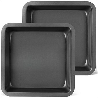 UPFHBL 2-Pack 8x8 Nonstick Square Baking Pans, Heavy Duty Brownie Pans with Grips, Grey