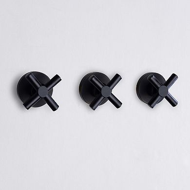 SUMEARAIN 3 Handle Wall Mount Tub Faucet with Handheld Shower, High Flow Waterfall, Rough in Valve