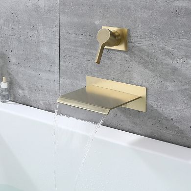 SUMERAIN Wall Mount Tub Faucet, Waterfall Tub Spout Single Handle with Rough in Valve High Flow