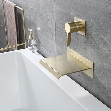 SUMERAIN Wall Mount Tub Faucet, Waterfall Tub Spout Single Handle with Rough in Valve High Flow
