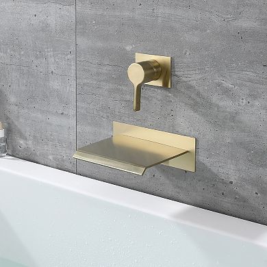 SUMERAIN Wall Mount Tub Faucet, Waterfall Tub Spout Single Handle with Rough in Valve High Flow