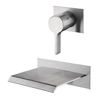 SUMERAIN Wall Mount Tub Faucet, Waterfall Tub Spout Single Handle with Rough in Valve High Flow